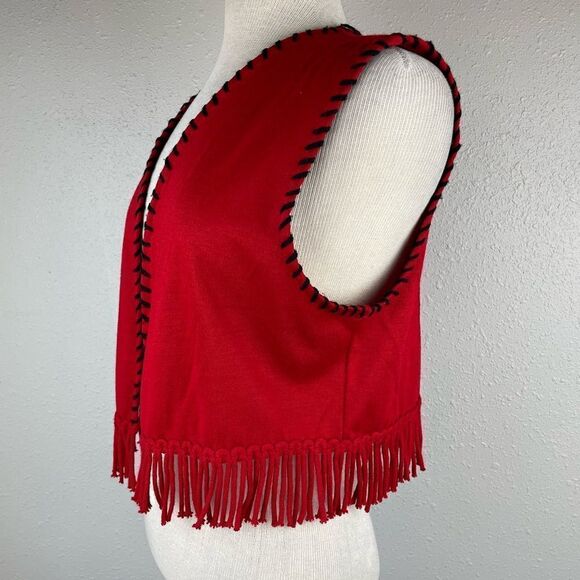 Lennie for Nina Leonard Red and Black Cropped Vest Size M - Picture 4 of 6
